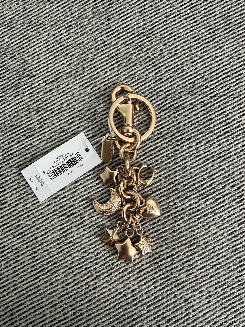 NWT Coach Star Moon Cluster Bag Charm CDB59 Keychain Gold